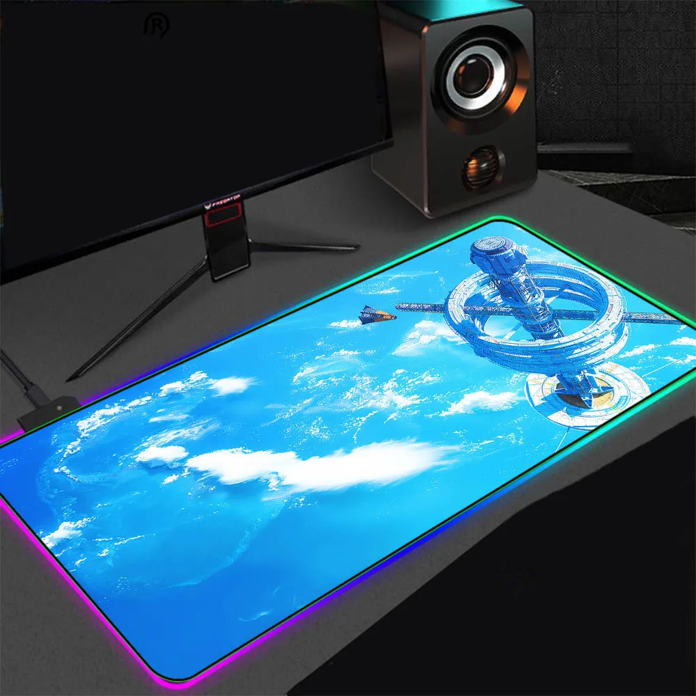 Sci-fi Space Station RGB Luminous LED USB Set Gamer Accessories Computer Mat Notebook Mesa Gamer Gaming Mouse Pad XXL Mouse Pad