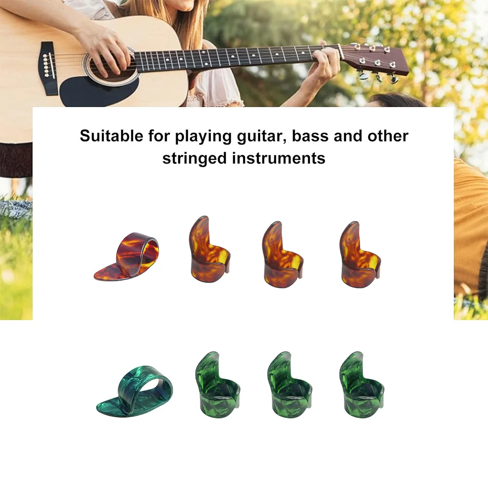 8Pcs Guiter Finger Picks Set Including Finger Pick and Thumb Pick Celluloid Guitar Thumb Finger Picks For Banjos Ukulele Bass