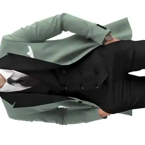 

Customized Men's Slim Fit 3 Piece Tuxedo Double Breasted Two Button Formal Dinner Suit Vest Pants Set for Wedding Prom