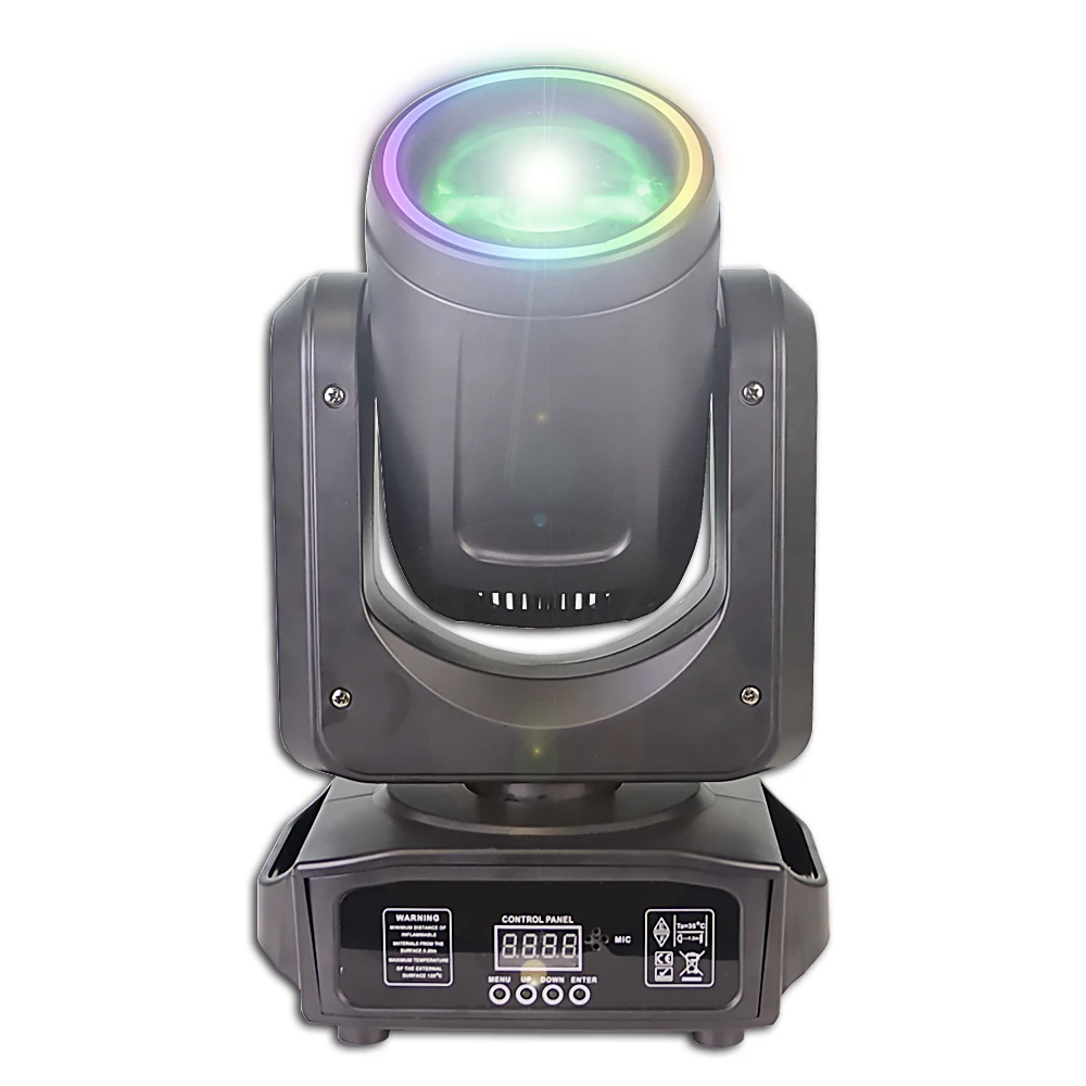 200W LED Moving Head Beam Spot Light featuring LED Ring 15 Gobos 8 Colors 18Facet Prism and DMX Rainbow Effect Stage Lighting for Clubs Discos and Parties
