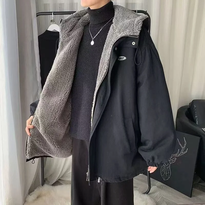 Plus Size Lamb Wool Coat Female Winter Design Sense Niche Thickening Plus Velvet Cotton-padded Coat Fat Loose Cotton-padded Coat