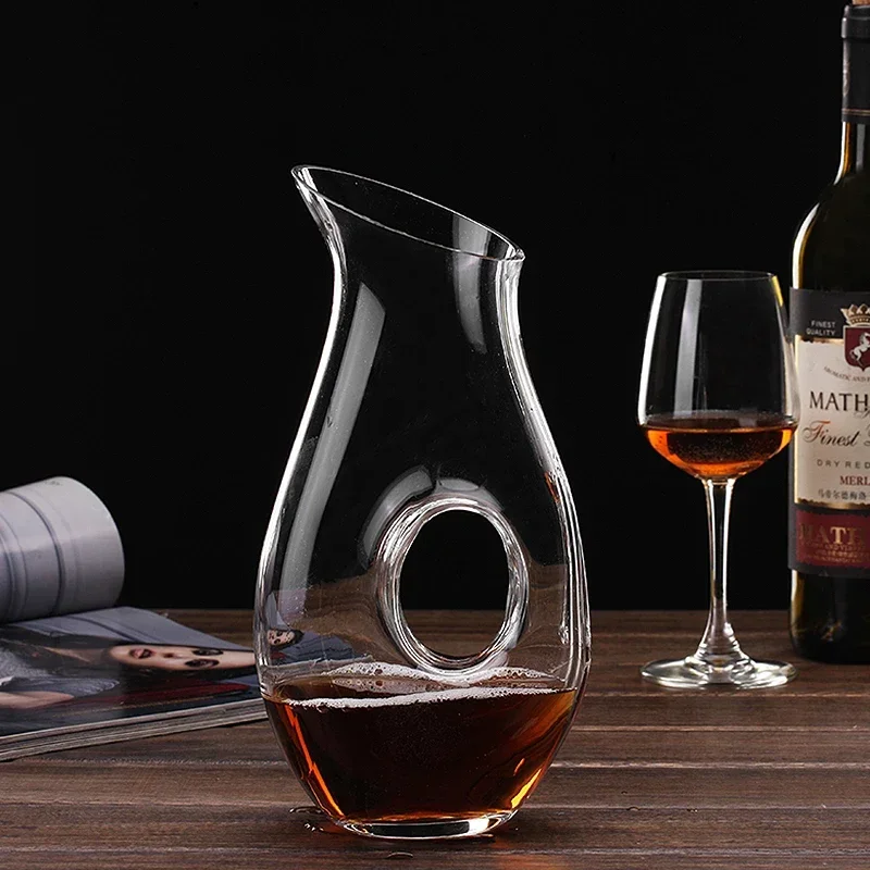 Hollow Circle Wine Decanter - Decant With Elegance Lead-Free Crystal Clear Glass Red Wine Decanter Juice Container Wine Decanter
