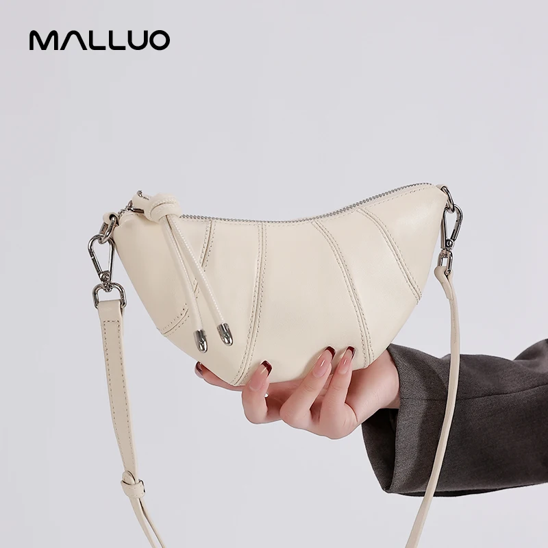 

Fashion Luxury Women's Croissant Shoulder Bag, Genuine Leather Handbag with Zipper Inner Pocket for Girl Party Shopping Gift