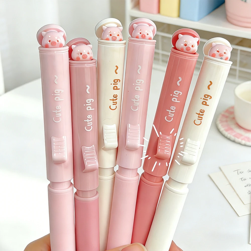 

4Pcs/Set Cute Pig Retractable Gel Pens 0.5mm ST Tip Smooth Writing Cute Animal Pen Funny Stationery School Office Supplies