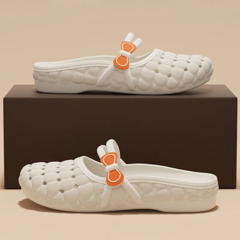 Summer Slippers For Women Cute Bow Women's Sandals Indoor Outdoor Hollow Out Non Slip Beach Shoes Fashion Soft Home Slides