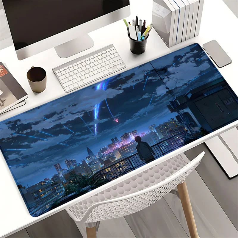 Modern Urban Style Mouse Pad Anime Boy Expansion Desk Mat with Stitched Edges Non-slip Rubber Base Large Gaming Office Accessory