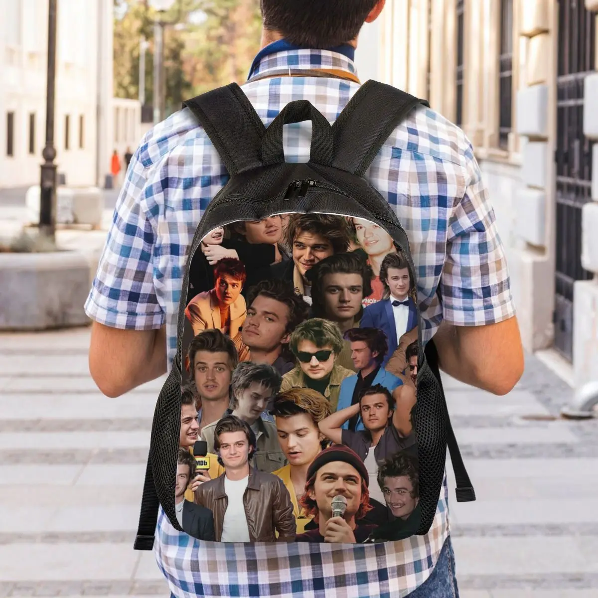 Joseph Keery Photo Collage Backpack Student Boys Girls BookBag School Bag Computer Shoulder Bags