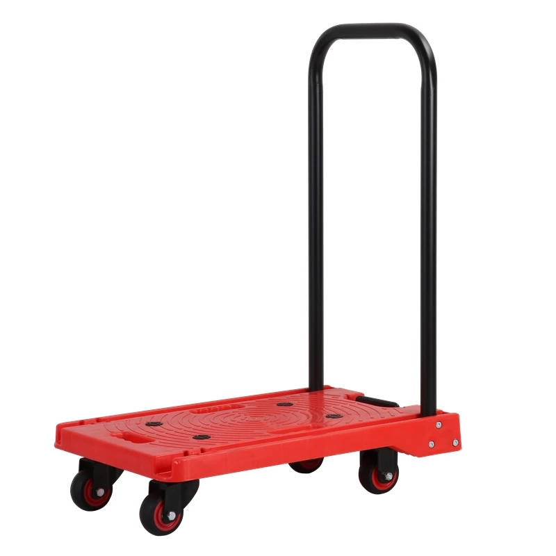 

High-value household trolley folding car flat pull goods, push silent shopping home trolley, truck
