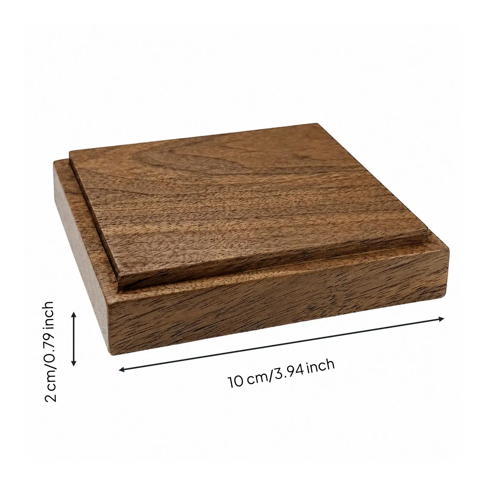 Walnut Display Base Modern Square Display Base Low-Profile for Collectors