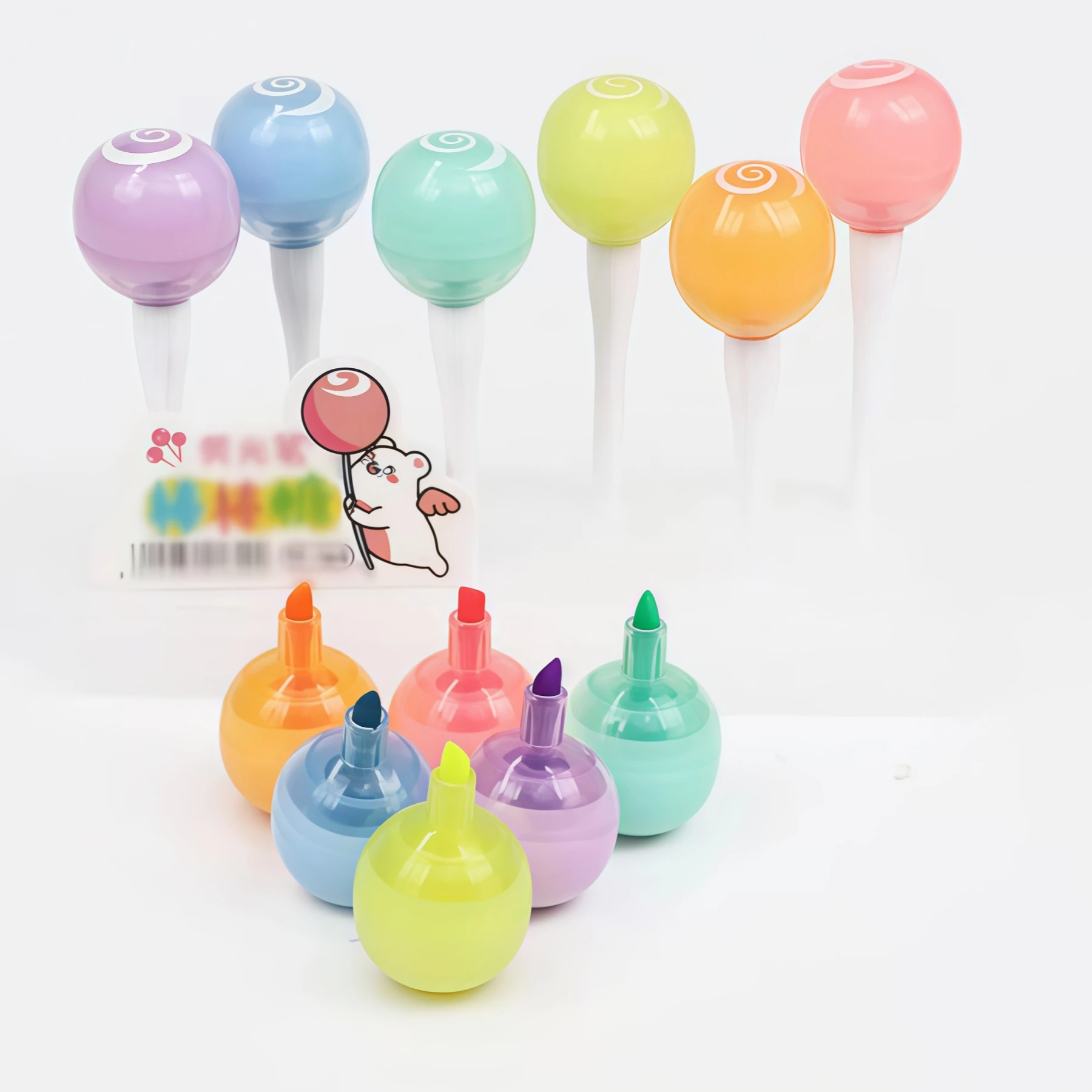 1 Set of 6 Lollipop-Shaped Highlighters, Cute Design Highlighters, Can Be Used for DIY Educational Doodling, Highlighting Key Points, and Art Drawing