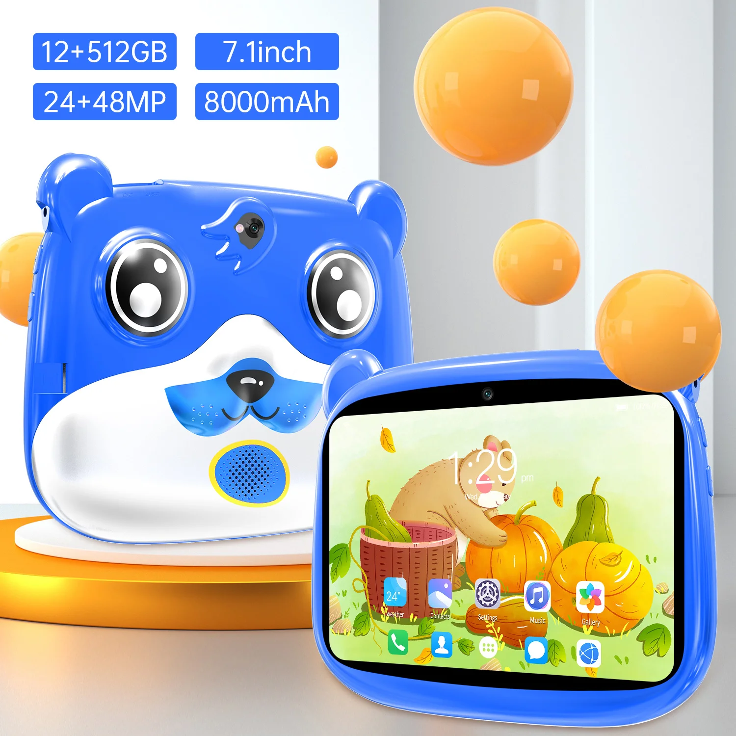 

Kids Tablet 7 inch Android 13 Tablet for Kids 3-12 12G+256GB 1280 * 800 HD Display Tablet for Child with Bluetooth WIFI GPS FM
