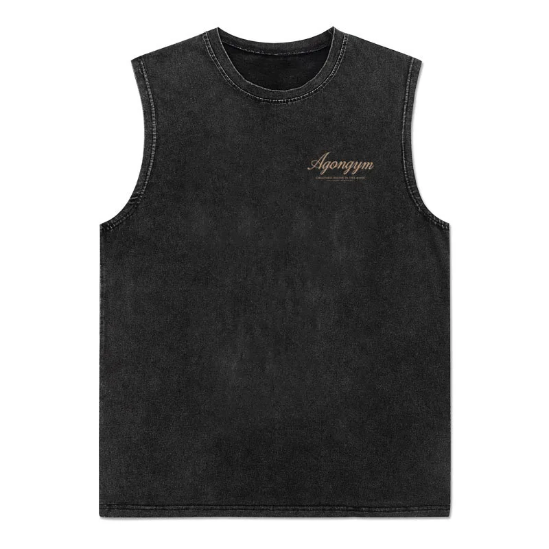 Vintage Acid Washed Agongym Grafik-Tanktop für Herren, locker geschnittenes ärmelloses Muskelshirt, Fitness-Bodybuilding-Trainingsweste, Sportshirt – Detail 8