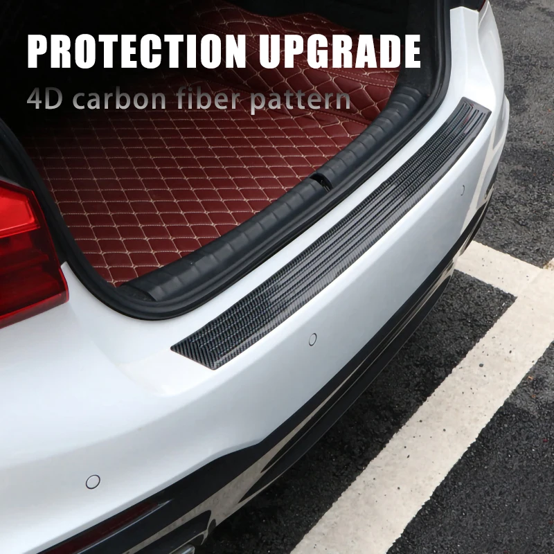 Car trunk bumper carbon fiber sticker 90/140 cm anti-scratch and anti-collision protection cover strip trunk threshold decal