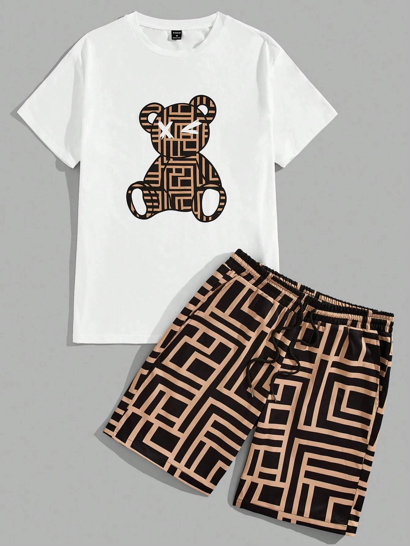 

3D Happy Bear Print 2-Piece Set Brand Luxury Men's Sports Suit Summer Harajuku Casual Short Sleeve O Neck TShirt Sport Shorts
