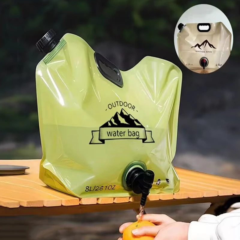 

8L Picnic Portable Water Bag Folding Bucket Container Jug Bottle Pouch Outdoor Travel Camping with Handle Supplies with Faucet