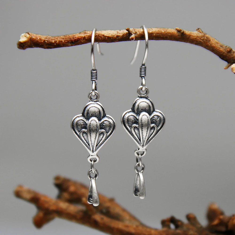 

National Punk Style Flower Earrings With Setting And Clip-on DIY Exquisite Jewelry Gifts Inlaid Gourd Ear Hook Buckle Women