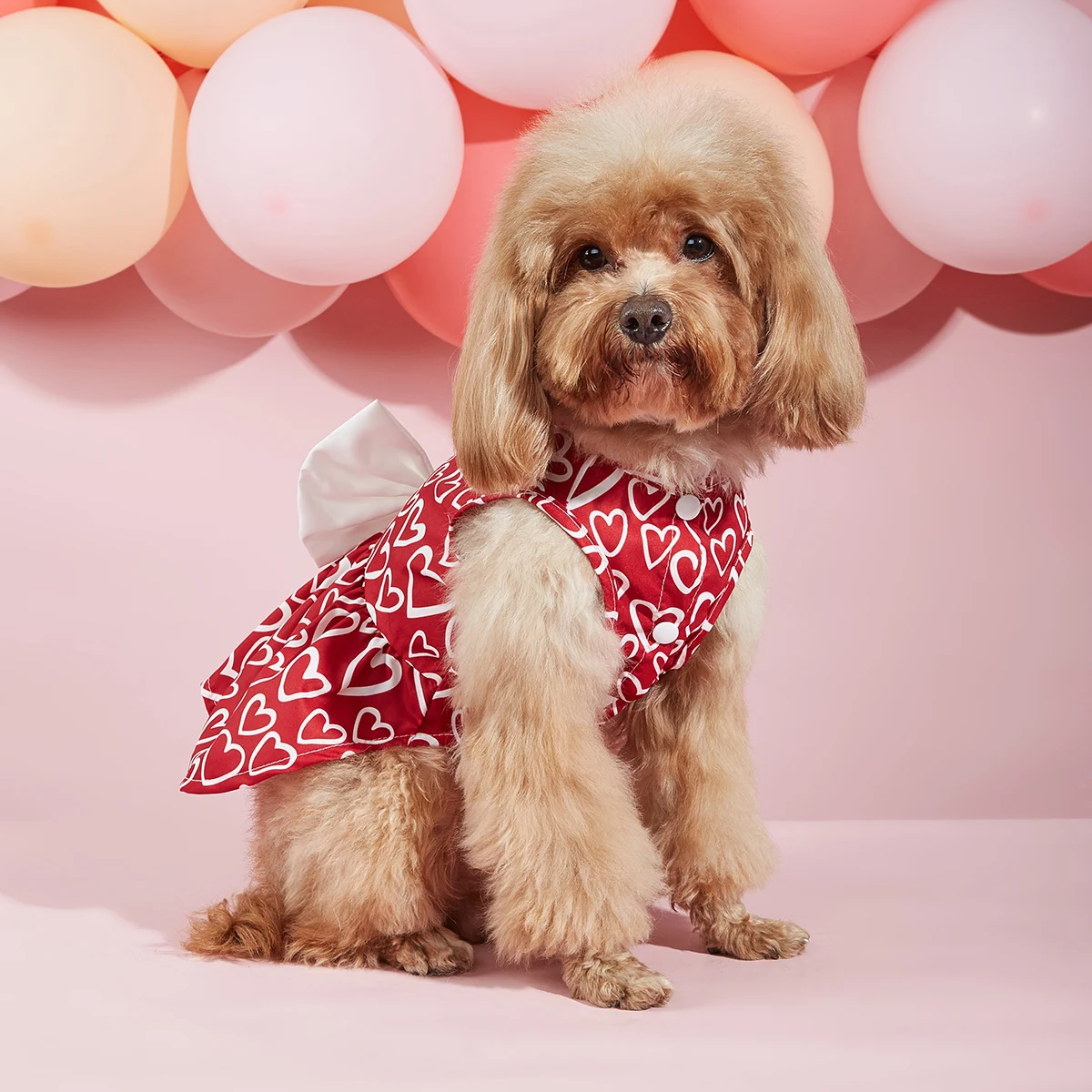 Valentines Day Pet Clothes Hearts Dog Valentines Outfit Bowknot Red Tulle Dog Dress with for Small  Dogs Cat Girl