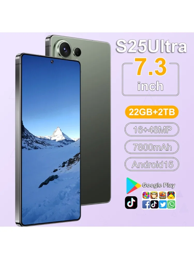 Neue heiße Mobiltelefone für S25 Ultra Smartphone Android 5G 7.3HD Handy 22G+2TB 7800mAh Entsperrt Dual-SIM WLAN Globale Version