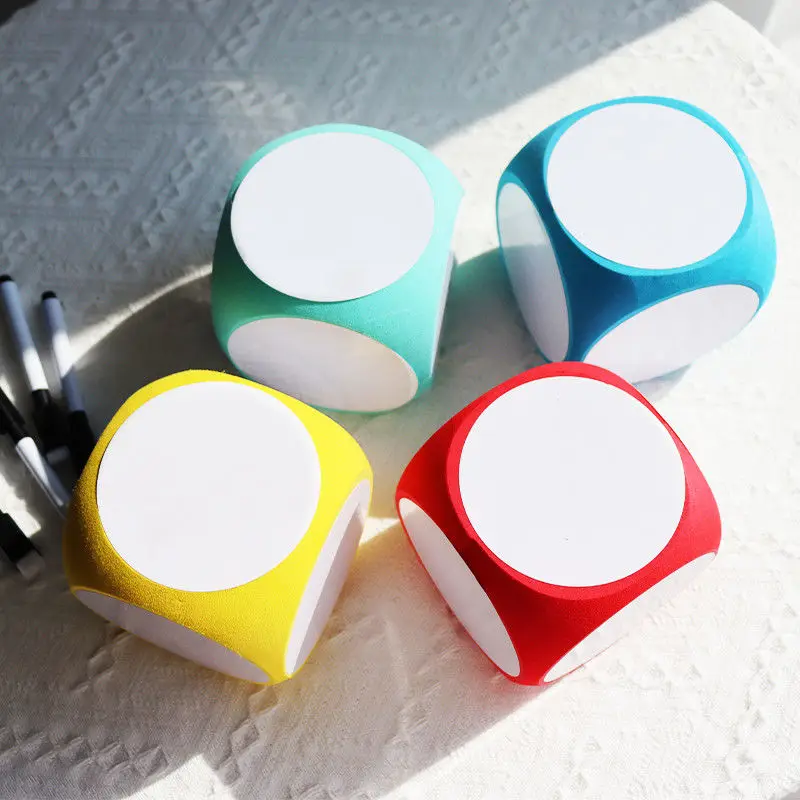 4x4Inch Wipe Off Cube Repeatable Writing Dry Erase Block for Math Practice Educational White Board Dice Set
