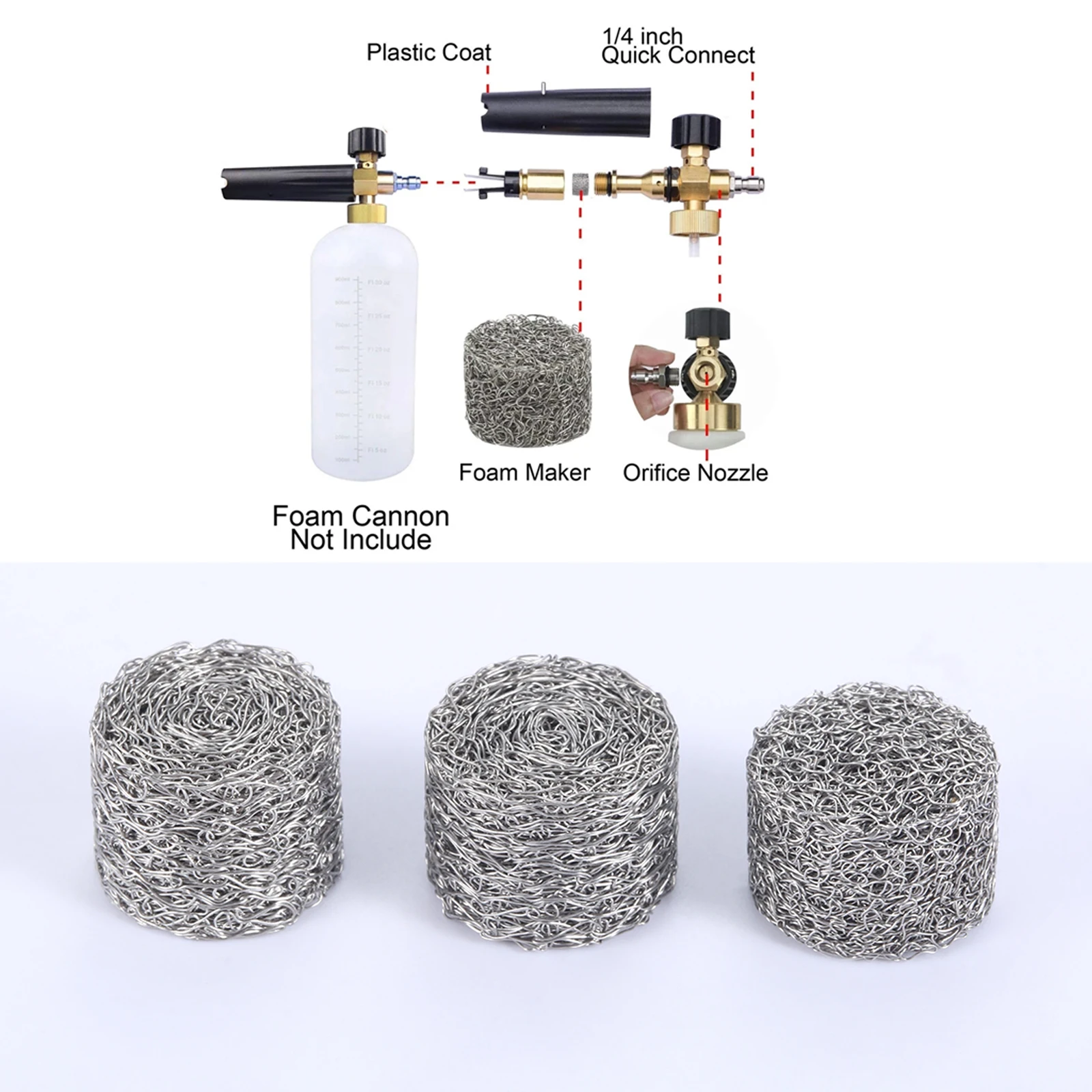 5pcs/set Stainless Steel Foam Lance Mesh Filters For Car Cleaning Accessories 2.7g/3.6g/5g Wash Foam Cannon Lance Mesh Tablet