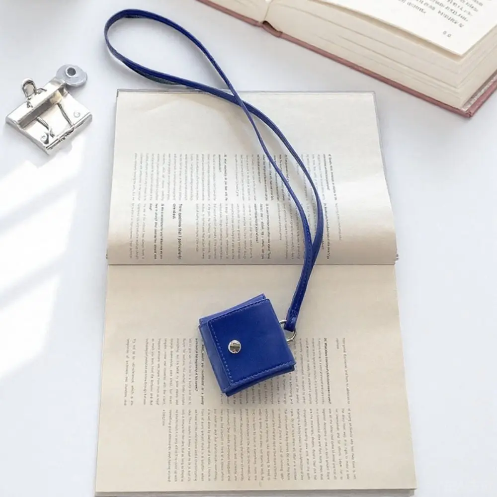 Portable Hanging Neck Headphone Bag Square PU Leather Lanyard Lipstick Bag Multifunctional Card Holder Small Coin Purse Party