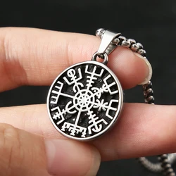 New Small Size Fashion Viking Compass Pendant Stainless Steel Nordic Odin Rune Necklace for Men Women Amulet Jewelry Wholesale