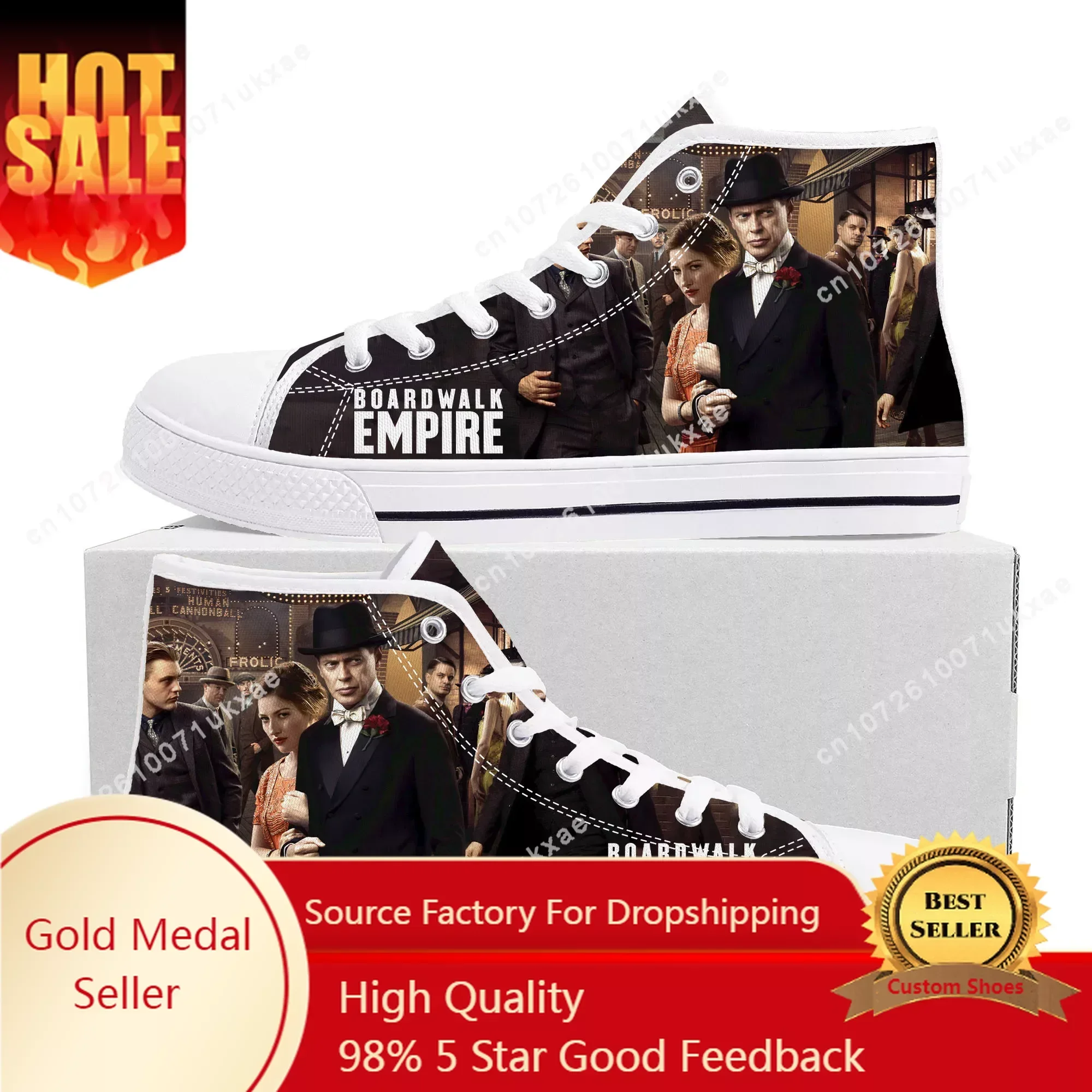 

Boardwalk Empire High Top Sneakers Mens Womens Teenager High Quality Nucky Thompson Canvas Sneaker Casual Shoe Customize Shoes