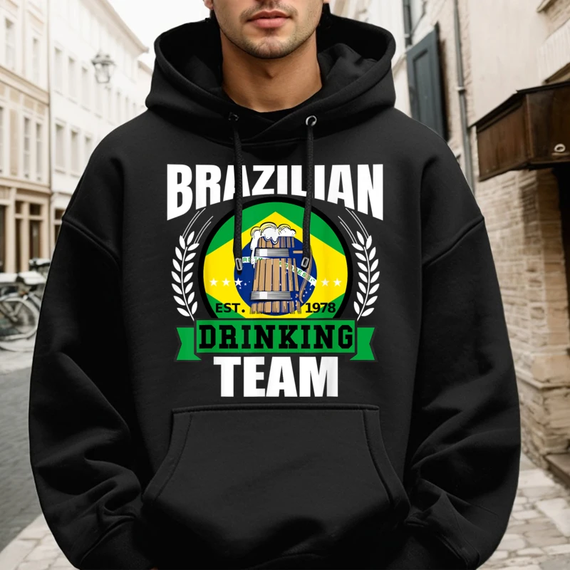 Brazil Drinking Team Funny Brazilian Hoodies Dad Graphic Lovers Day Hoodies long Sleeve Special Gift Hoodies Crew Neck