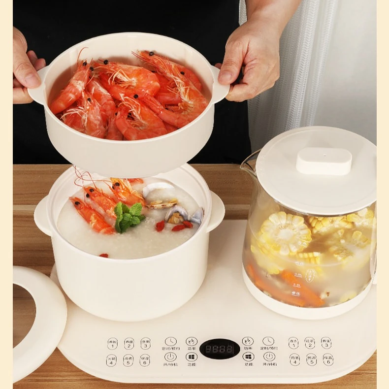 Multifunctional health pot, small tea maker, household flower teapot, glass kettle, two-in-one electric hot pot set