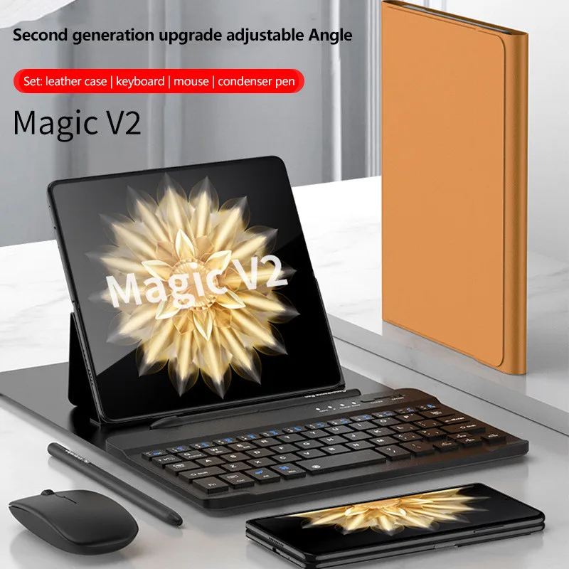 

Keyboard And Mouse Case For Honor Magic V3 Vs3 V2 RSR V Vs2 Vs Ultimate Magnetic Folding Flip Leather Keyboard Cover With Pen