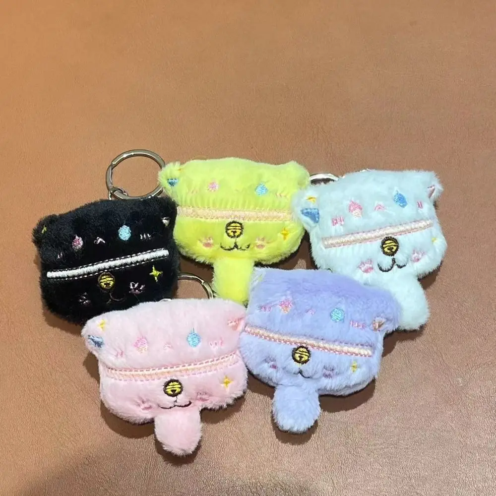 LLavero de peluche de conejo con hebilla para llave, dijes para mochila, colgante de felpa de gato de dibujos animados, llavero de peluche de gato bonito de estilo coreano