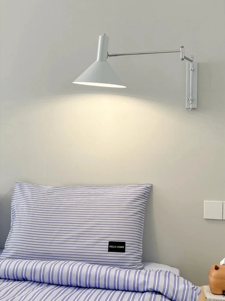 Bauhaus Rocker Wall Lamp With Plug Foldable Bedroom Besides Retro Bedside Wall Reading Wiring Free Rotatable LED Wall Light