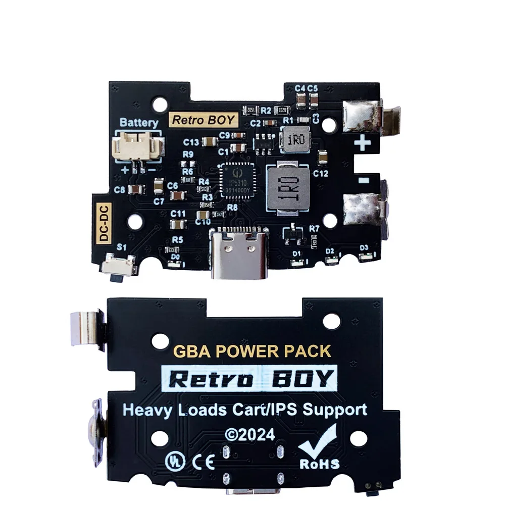 Rechargeable Lithium Battery Module with Type-C Charging Port Battery Cover  For Game Boy Advance For GBA Retro BOY
