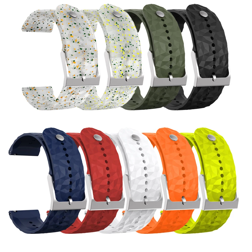 24 مللي متر الرياضة في الهواء الطلق سيليكون شريط للرسغ ل Suunto 7/ 9 /D5 المتقشف المعصم HR بارو أشرطة ساعات ذكية استبدال سوار تنفس