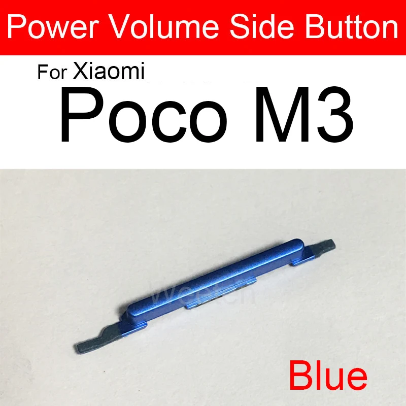 Para xiaomi poco pocophone m3 m3 pro x3 nfc x3 pro power voume botão lateral volume controle de áudio botões chave lateral peças reparo