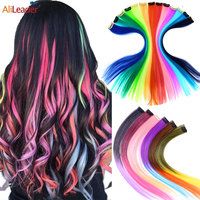 1Pc Colored Hair Extensions Highlights Clip In Synthetic Hair Extensions Ombre Color Hair Accessories Hairpieces For Women 20\