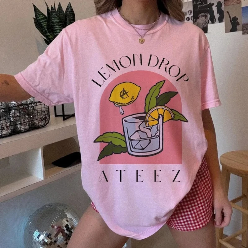 Ateez Lemon Drop Golden Hour Shirt Ateez in Your Fantasy Tour 2025 Tees Unisex Cotton Short Sleeve Tops Graphic TShirt Vintage