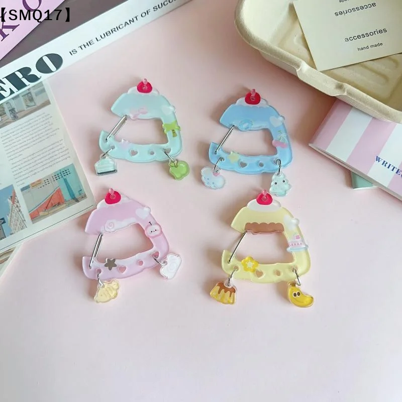Cute Dessert Cake Pendant Carabiner Mountaineering Buckle Kawaii Acrylic Keychain Multipurpose Keyring Hook Bag Hanging【SMQ】