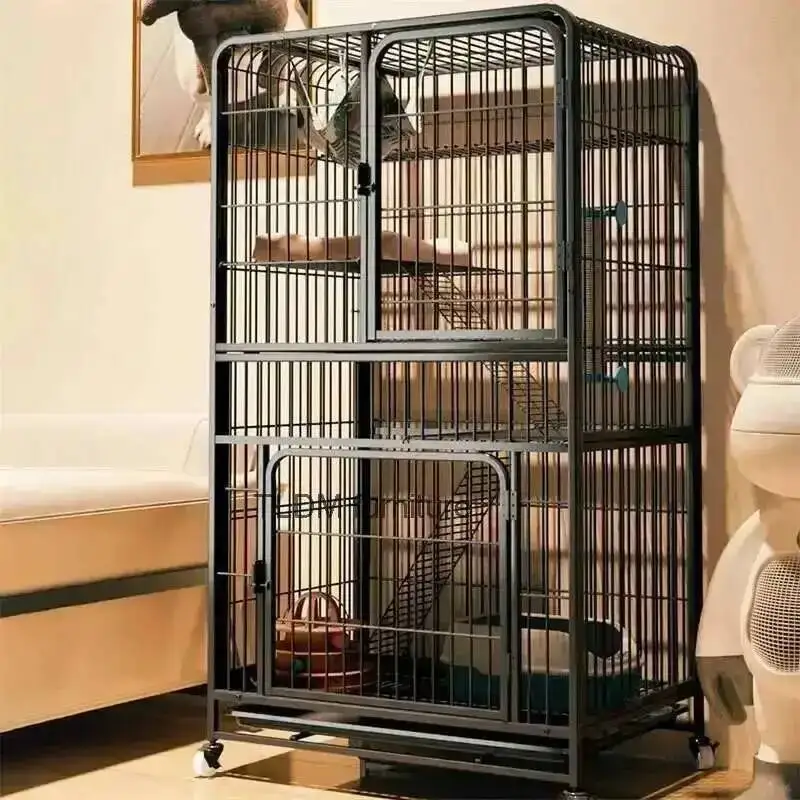 

Household House Modern Cat Wrought Indoor Iron Large Capacity Cages Two Layers Luxury Cat Villa Free Space Pet Dog Cage