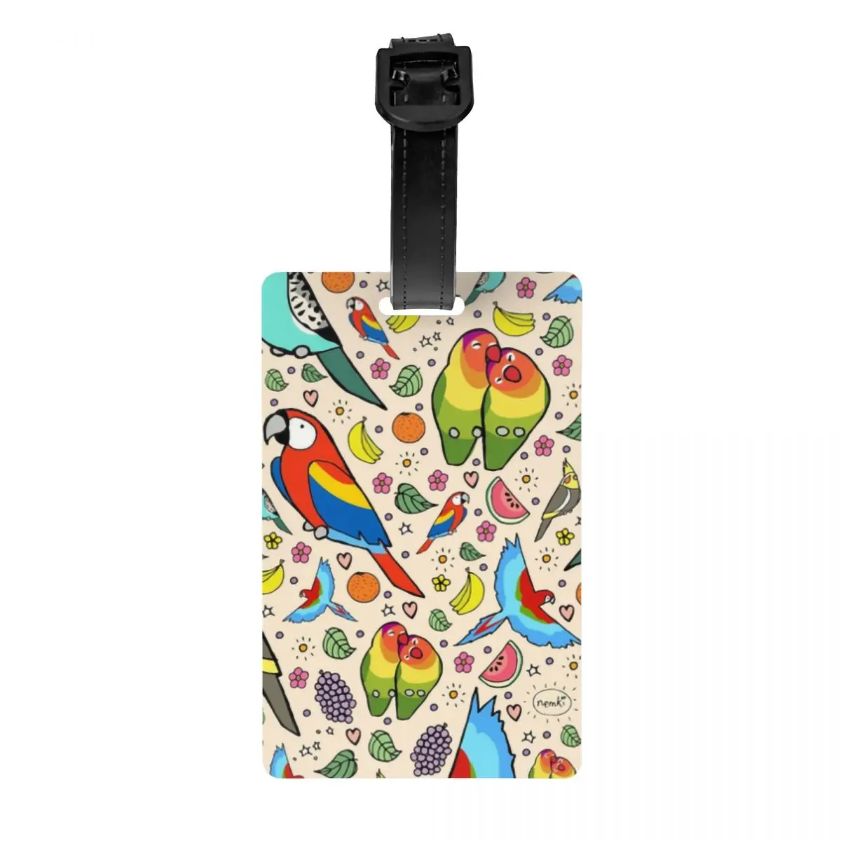 Funny Parrots Luggage Tags Custom Budgie Cockatiel Bird Baggage Tags Privacy Cover Name ID Card