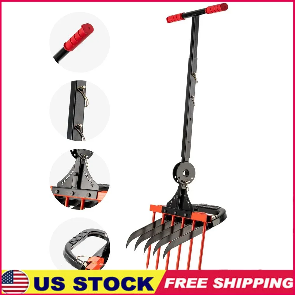 Ergonomic Broad Fork Garden Tool Heavy Duty Cultivator Six Sharp Tines Manual Tiller Durable Rust Resistant Design