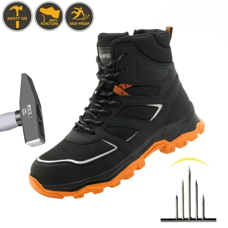 

Anti-smash Work Boots Indestructible Safety Shoes Outdoor Men's Steel Toe Puncture-Proof Sneakers Protective Footwear