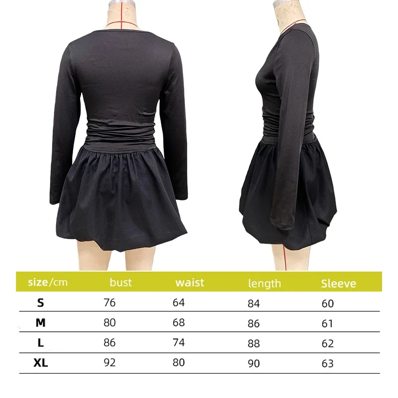 

Elegant Slim Fit Long Sleeve Women's Dress Elastic Pleated Skirt Autumn New Style Cross Border Fashion Casual Round Neck Dress