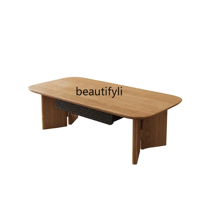 

Coffee table living room household simple tea table rectangular medieval coffee table ash wood