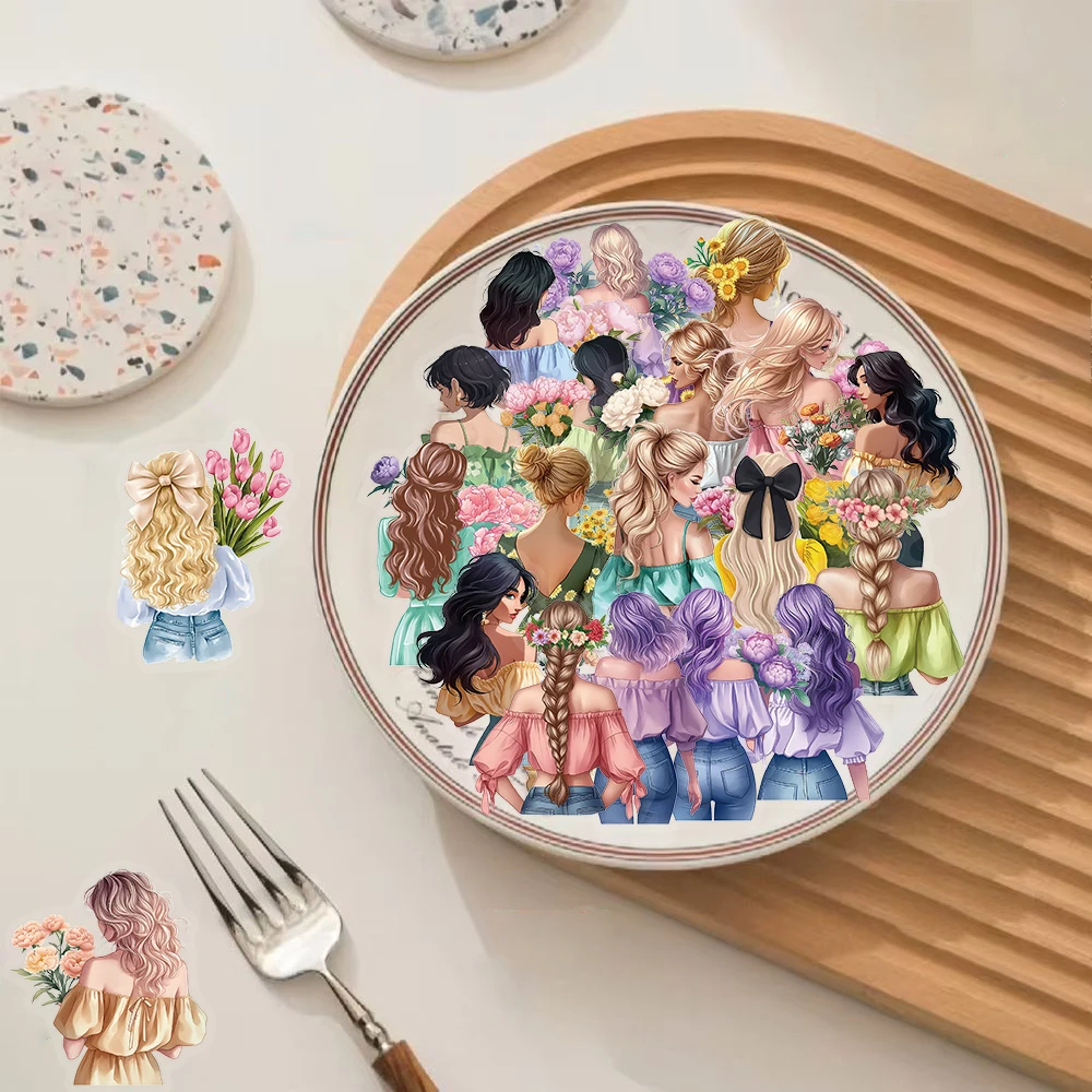 50/100 個クラシックフラワー女性ステッカーノートブックストリートウェアカフェかわいいデザインストリートウェアクリエイティブ美的グラフィティステッカー