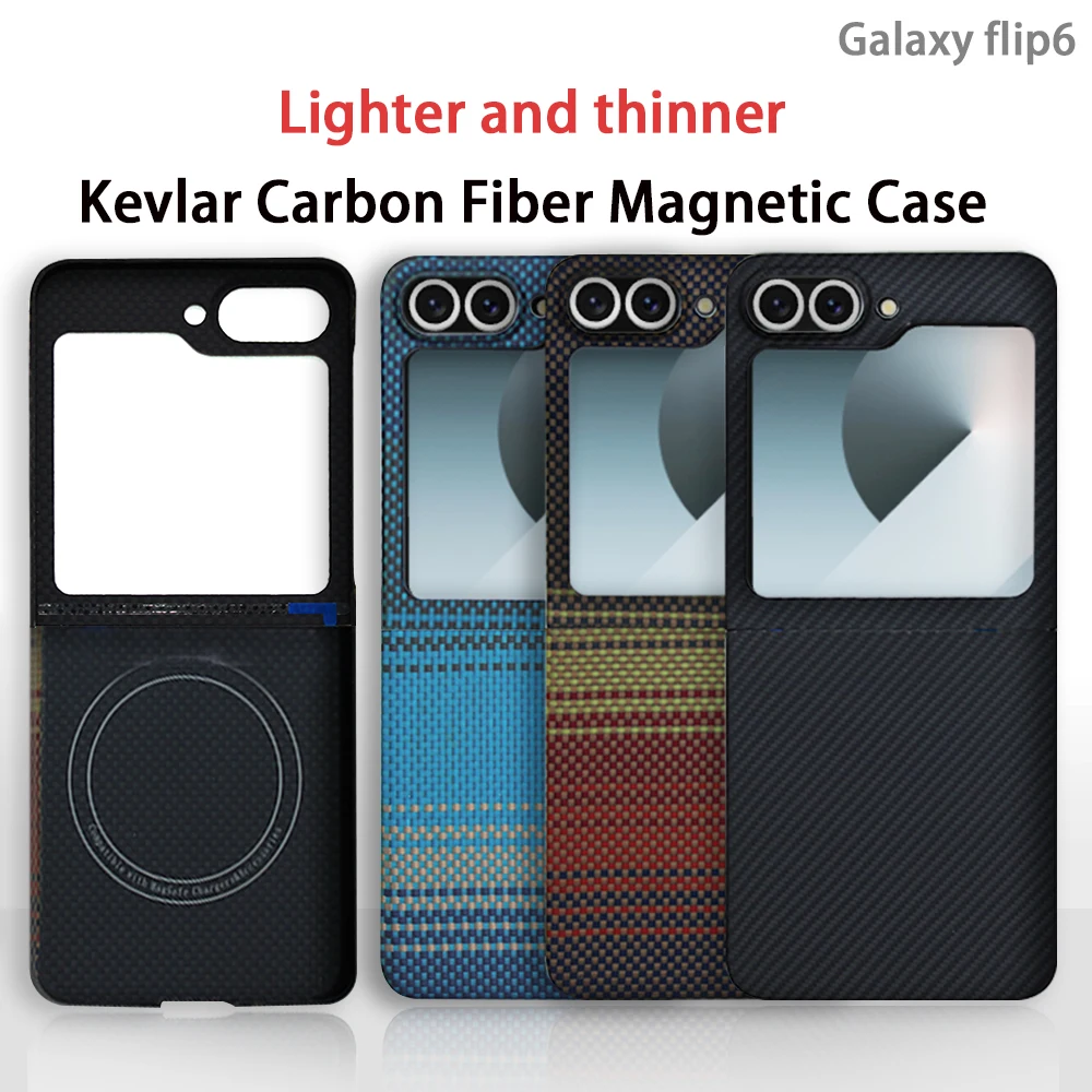 

For Samsung Galaxy Z Flip6 Case, Compatible with MagSafe, Ultra-Slim Case with Caseless Touch Feeling, 600D Aramid Fiber Woven