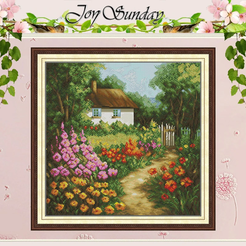 

The Garden Cottage Patterns Counted Cross Stitch Set DIY 11CT 14CT 16CT Stamped DMC Cross-stitch Kit Embroidery Needlework Gifts