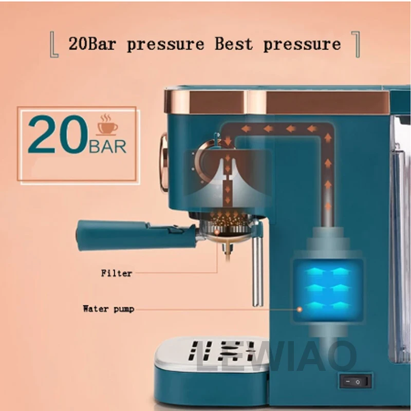 Máquina de café automática máquina de café expresso doméstico italiano café latte café em pó