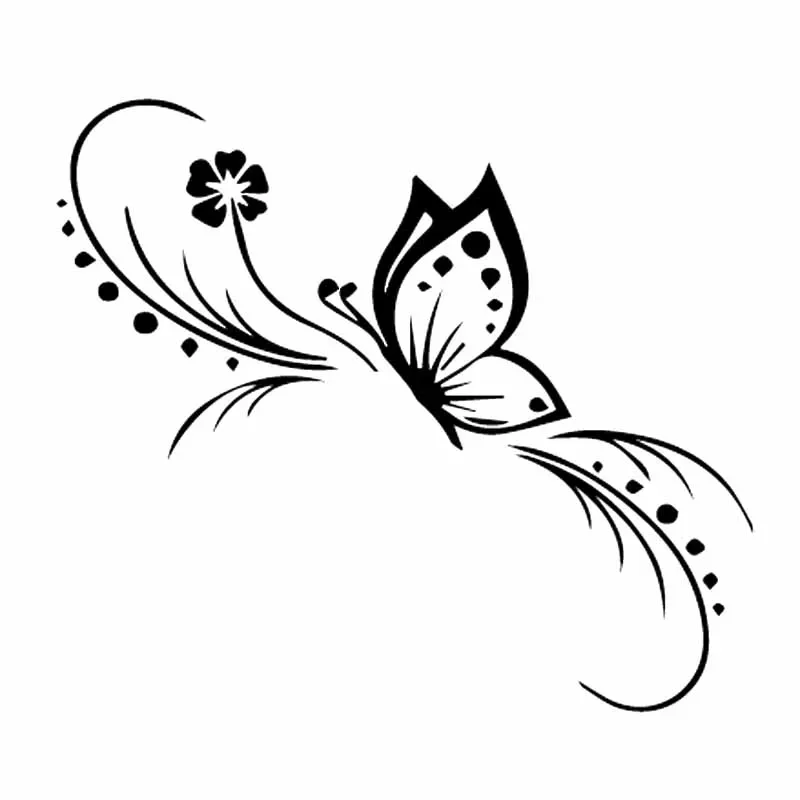 

14cm*12cm Car Sticker Butterfly FlowerDecoration Floral Art Vinyl Decal Black/Silver Stickers Auto Accessories Products Cars For