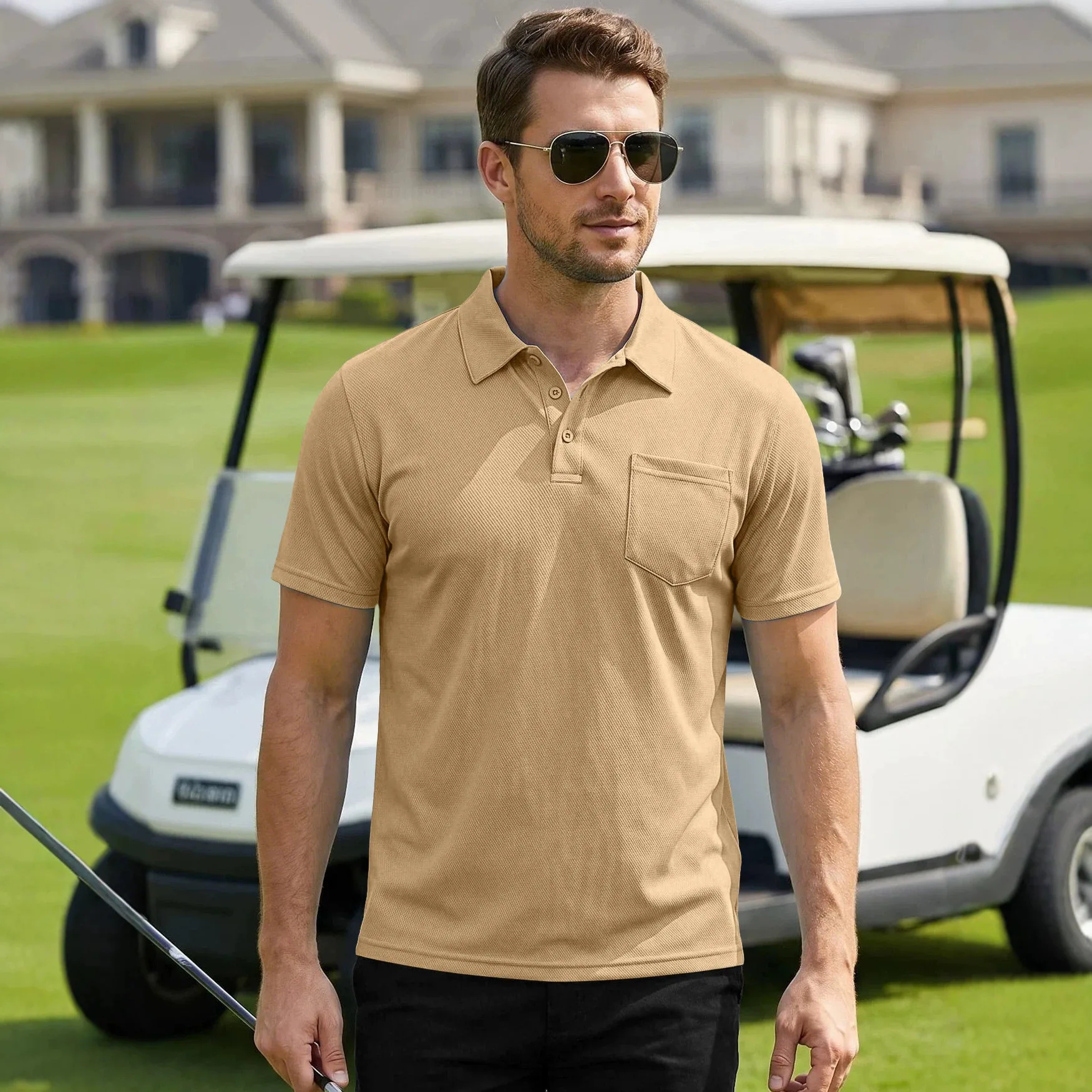 Men's Summer Lapel Polo Shirt Short Sleeve Breathable Skin-friendly Leisure Sports Fashion Men's Short Sleeve Men